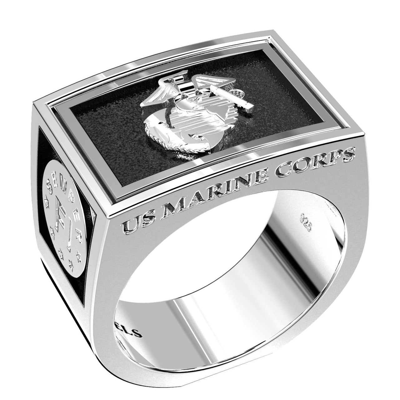 Men's Heavy 925 Sterling Silver US Marine Corps USMC Ring Band
