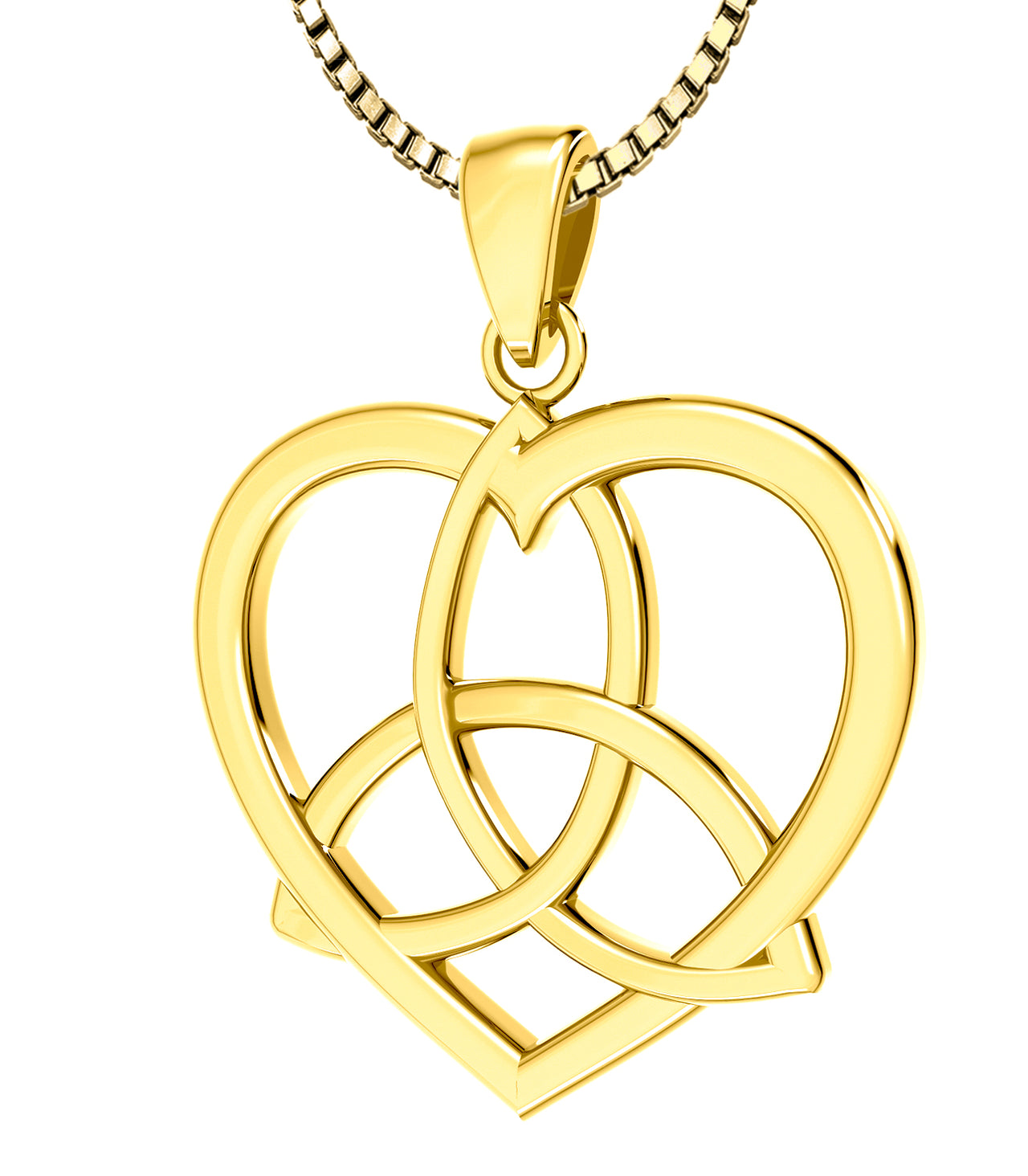 Ladies 14k Gold Trinity in Heart Pendant Necklace