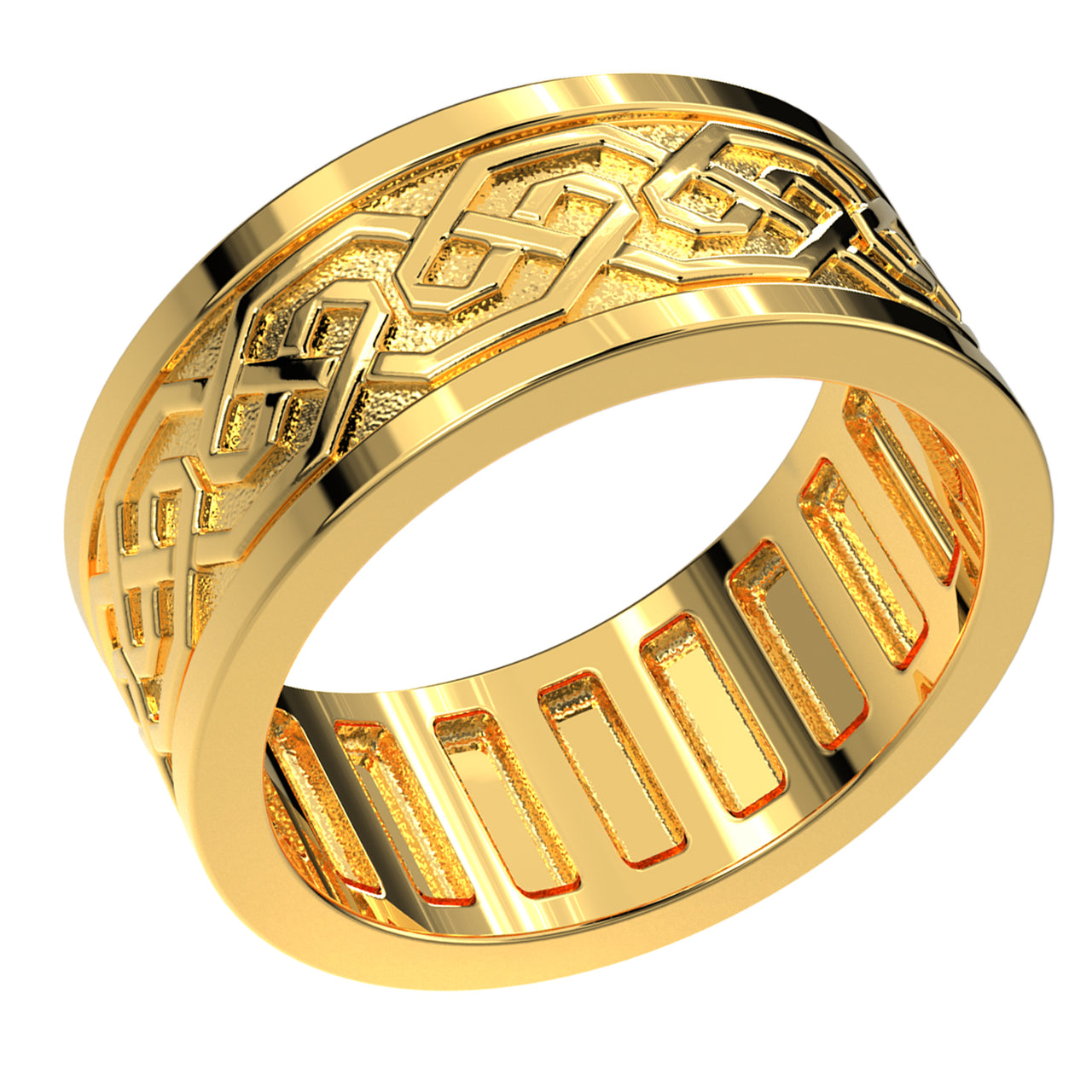 Men's 7mm 10k or 14k Yellow Gold Irish Celtic Knot Wedding Spinner Ring Band
