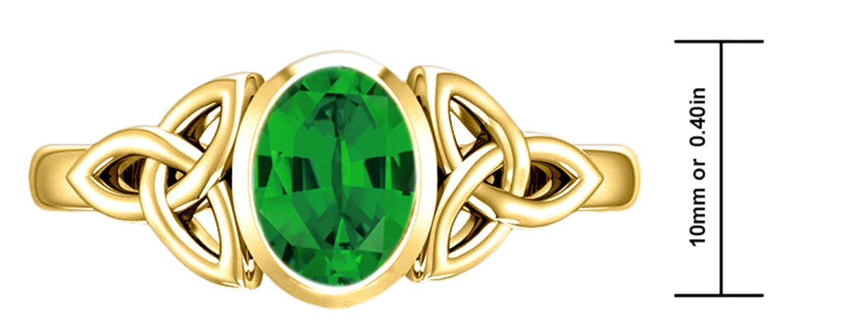 Ladies 10ky or 14ky Gold Irish Celtic Trinity Chatham Emerald May Birthstone Ring - US Jewels