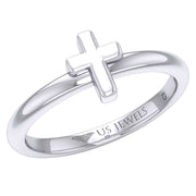 Ladies 925 Sterling Silver or Two Tone Cross Ring - US Jewels