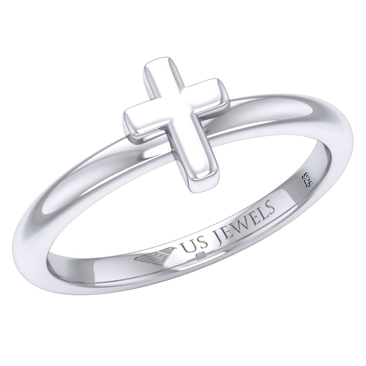 Ladies 925 Sterling Silver or Two Tone Cross Ring - US Jewels