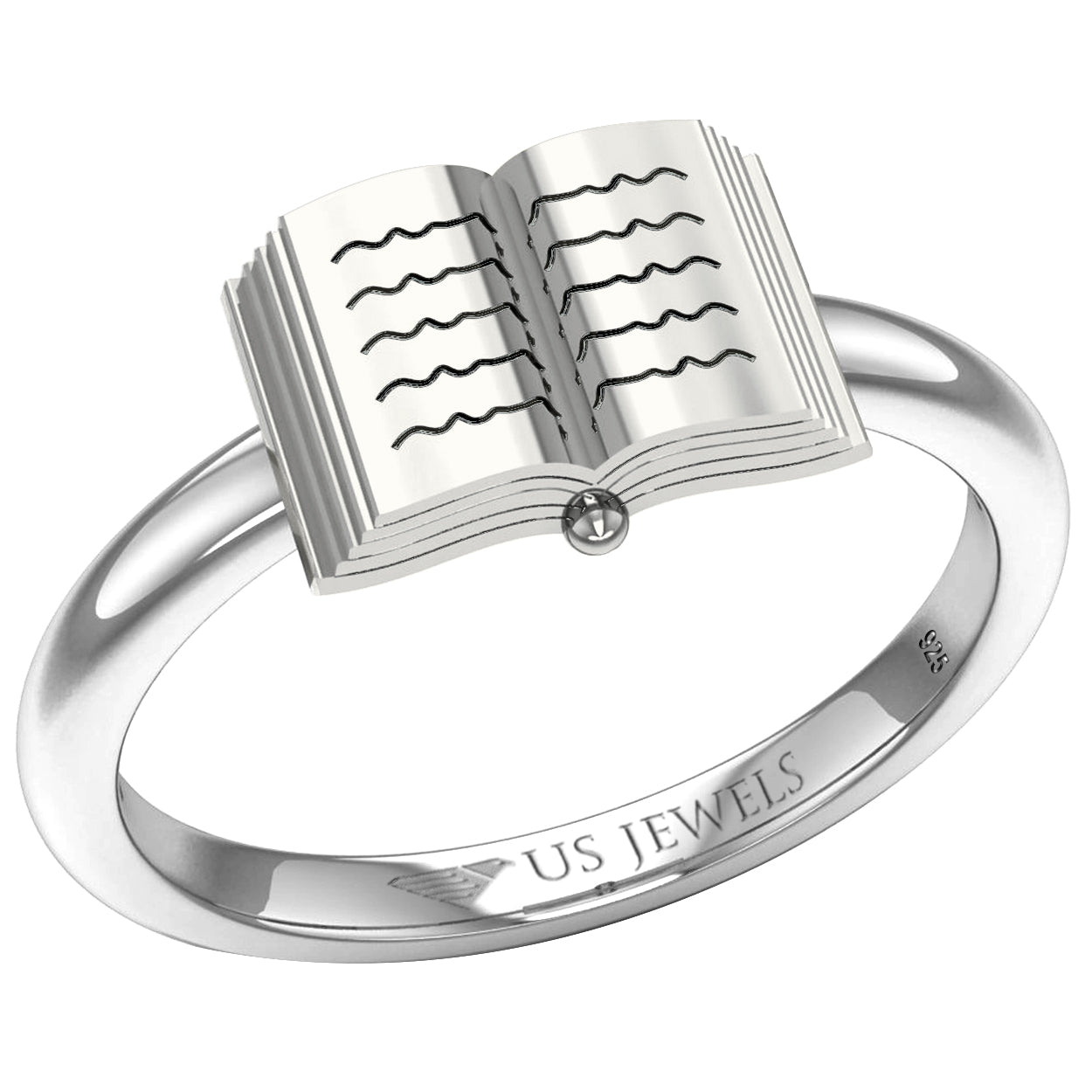 Ladies 925 Sterling Silver or Two Tone Holy Bible Ring - US Jewels