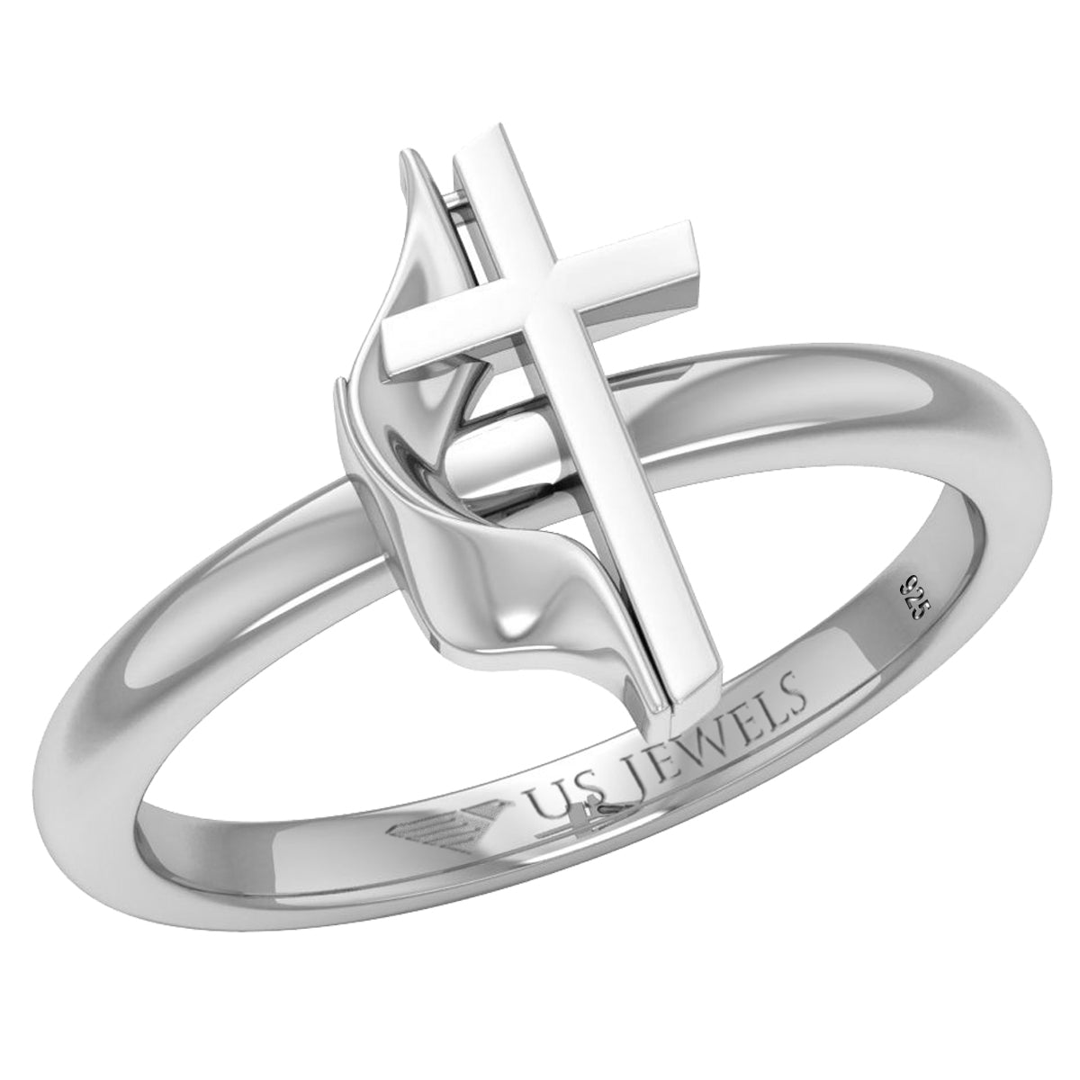 Ladies 925 Sterling Silver or Two Tone Methodist Cross Ring - US Jewels