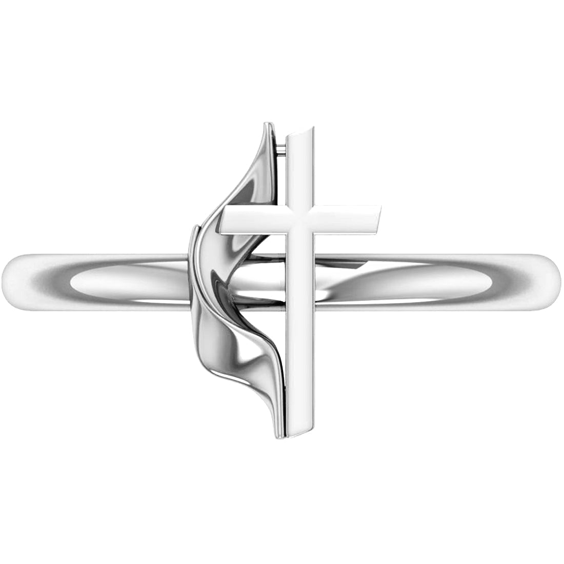 Ladies 925 Sterling Silver or Two Tone Methodist Cross Ring - US Jewels