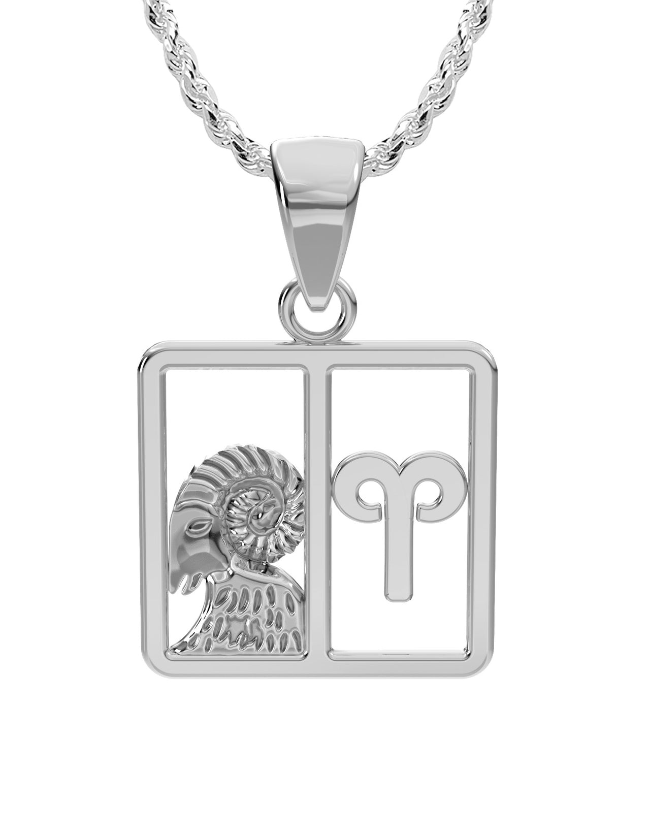 Ladies 925 Sterling Silver 23mm Aries Zodiac Symbol Pendant Necklace