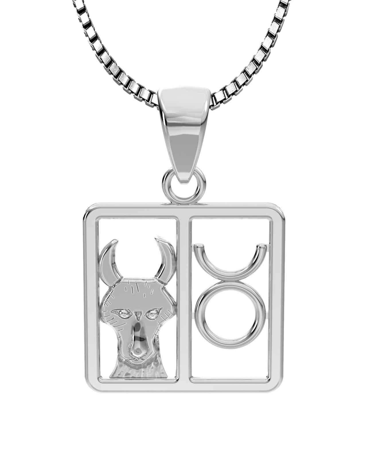 Ladies 925 Sterling Silver 23mm Taurus Zodiac Symbol Pendant Necklace