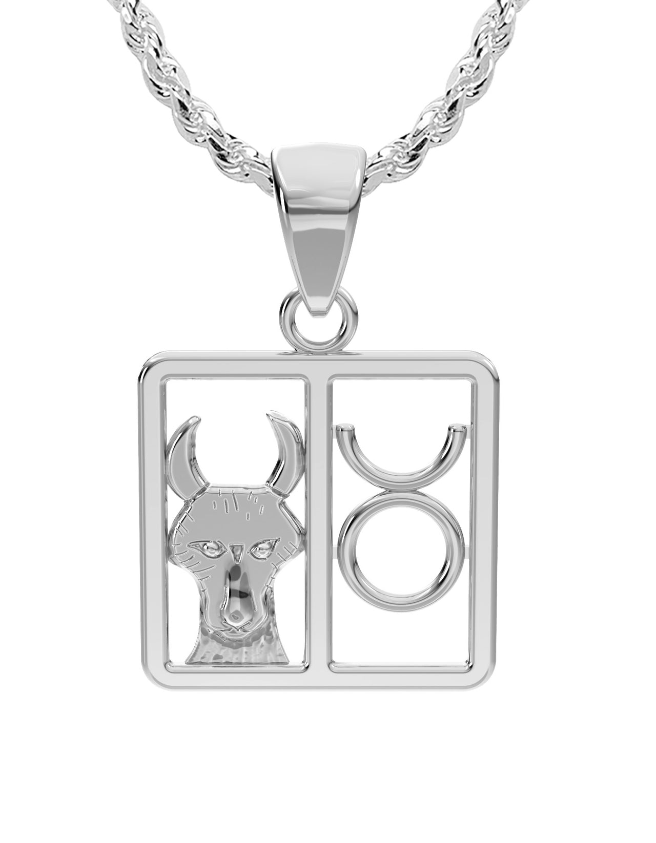 Ladies 925 Sterling Silver 23mm Taurus Zodiac Symbol Pendant Necklace
