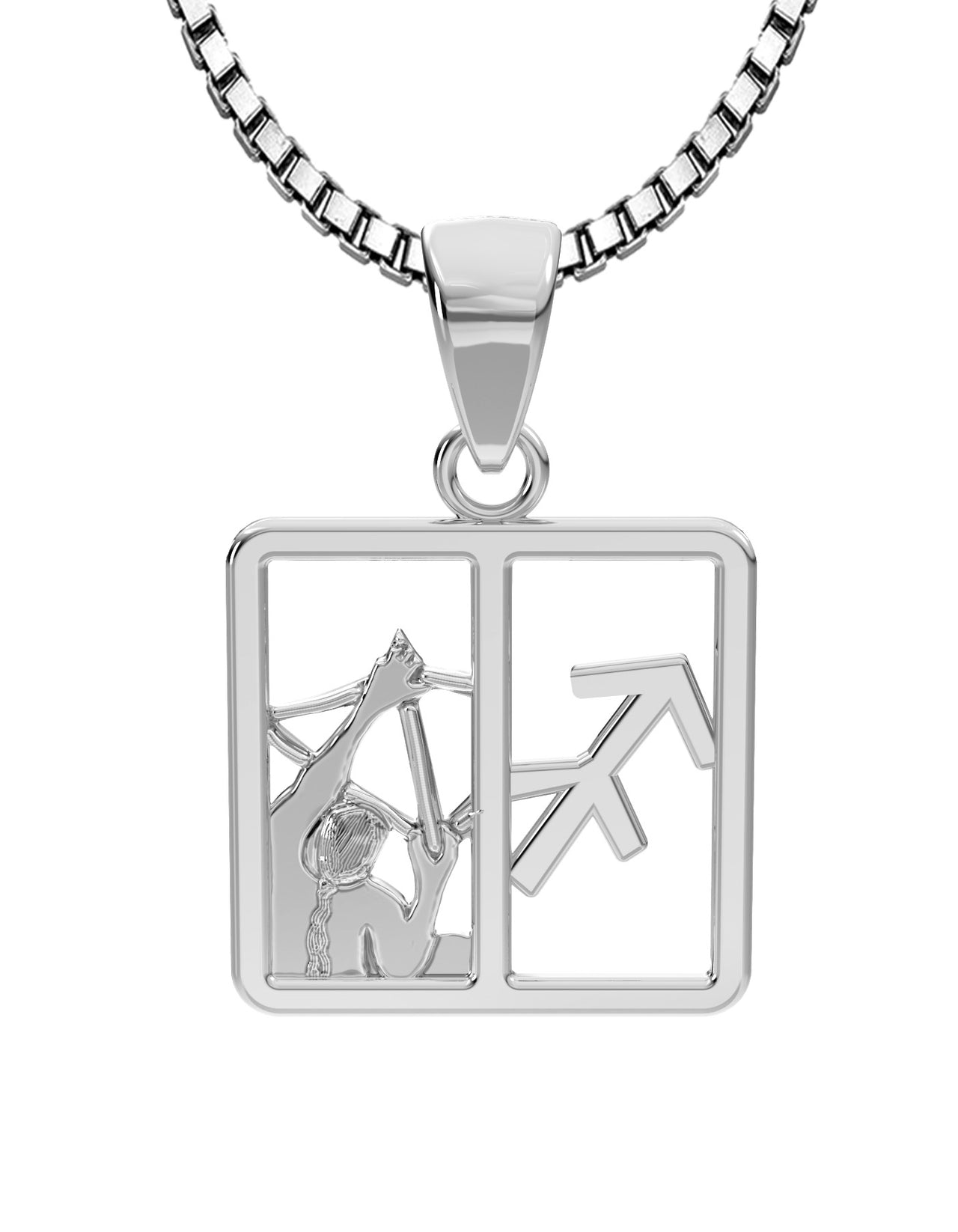Ladies 925 Sterling Silver 23mm Sagittarius Zodiac Symbol Pendant Necklace