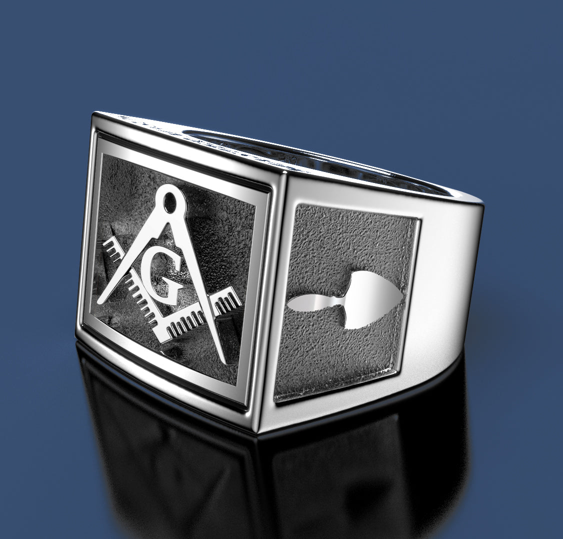 Men's Heavy 925 Sterling Silver Freemason Master Mason Octagon Ring