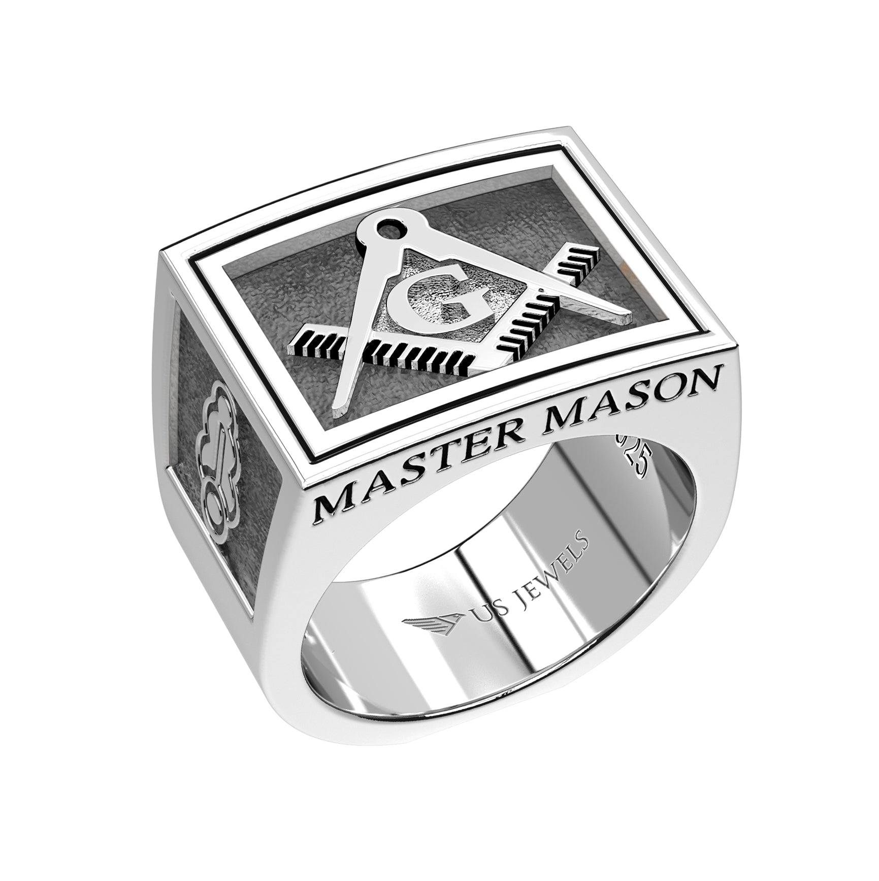 Men's Heavy 925 Sterling Silver Freemason Master Mason Ring Band