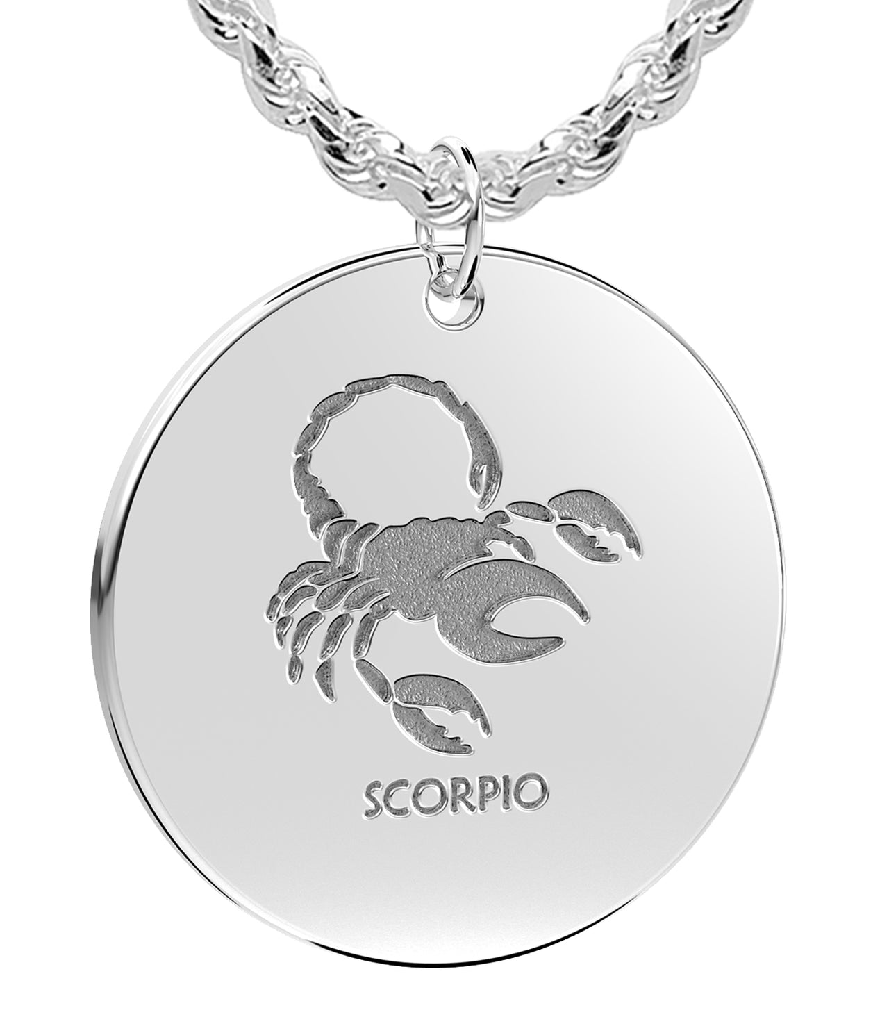 Men's 925 Sterling Silver 1in Round Scorpio Zodiac Polished Pendant Necklace