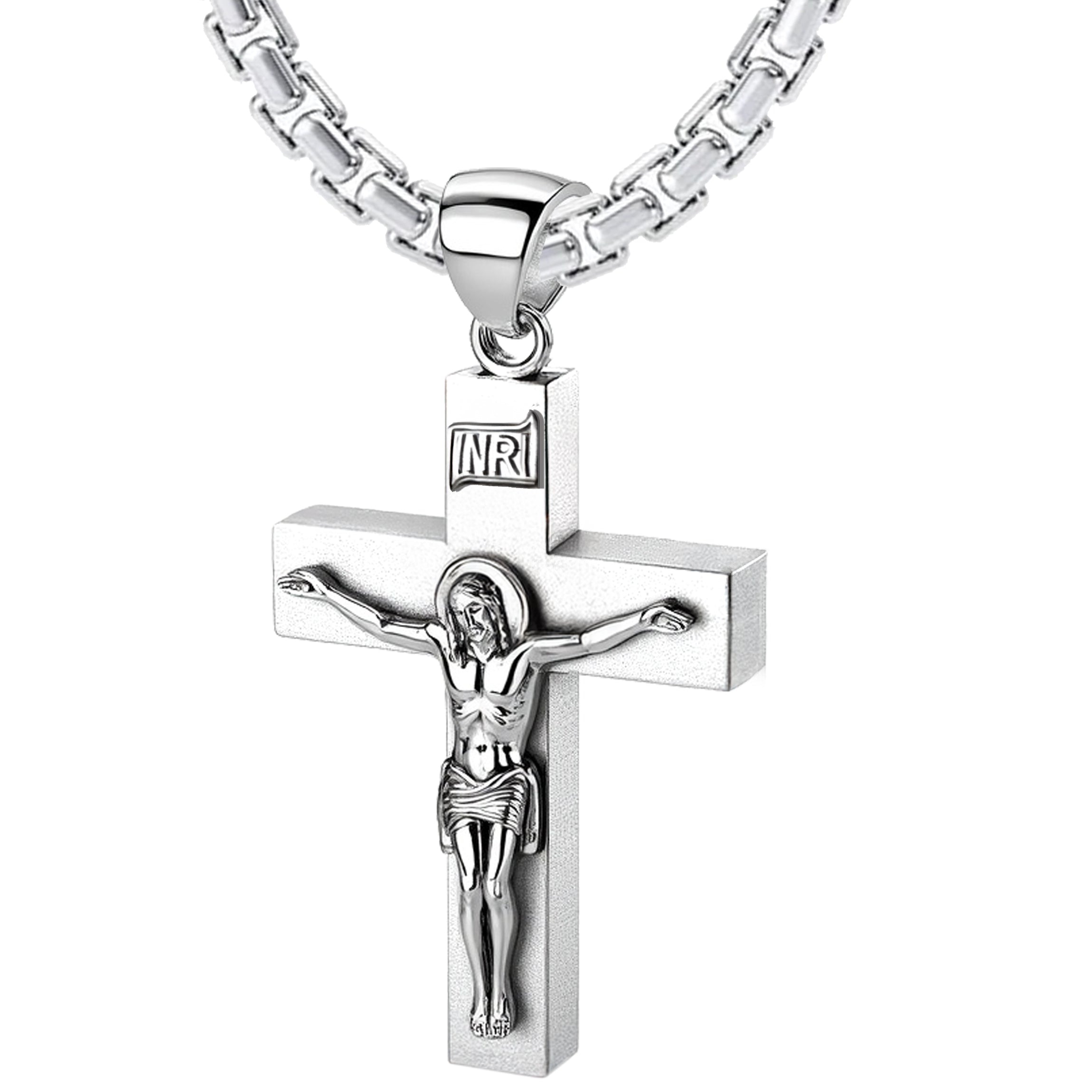 925 silver メキシコ sterling ユニセックス　シルバー Large Sterling Silver Crucifix Necklace for Men | US Jewels