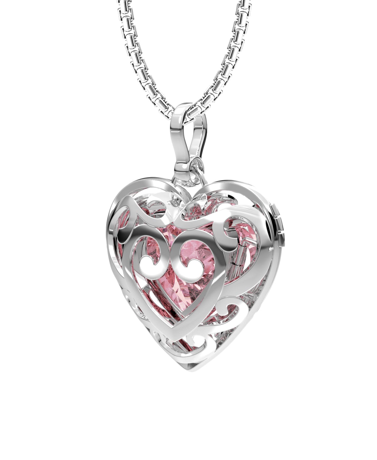 Small Ladies 925 Sterling Silver Polished Gemstone Heart Locket Pendant Necklace, 20mm