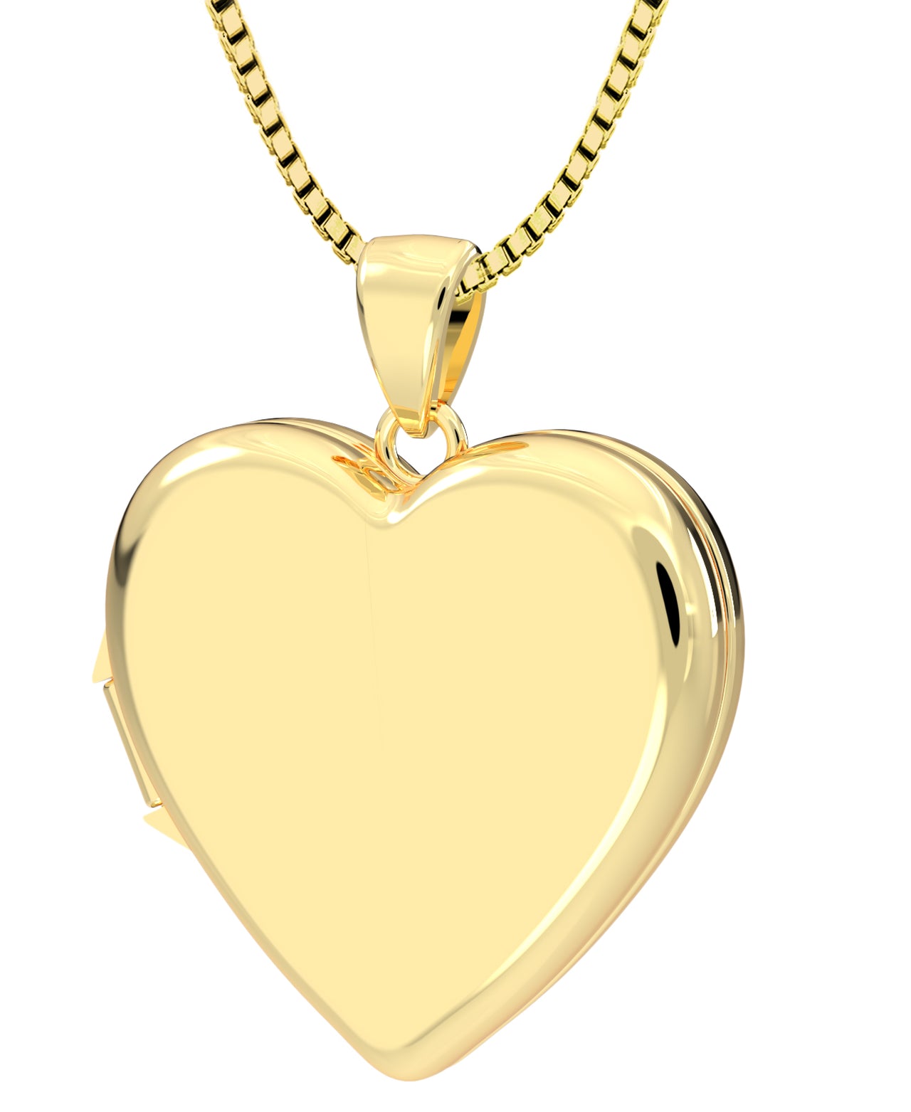Engravable Personalized Ladies 14k Yellow Gold Polished Heart 2 Photo Locket Pendant Necklace, 24mm