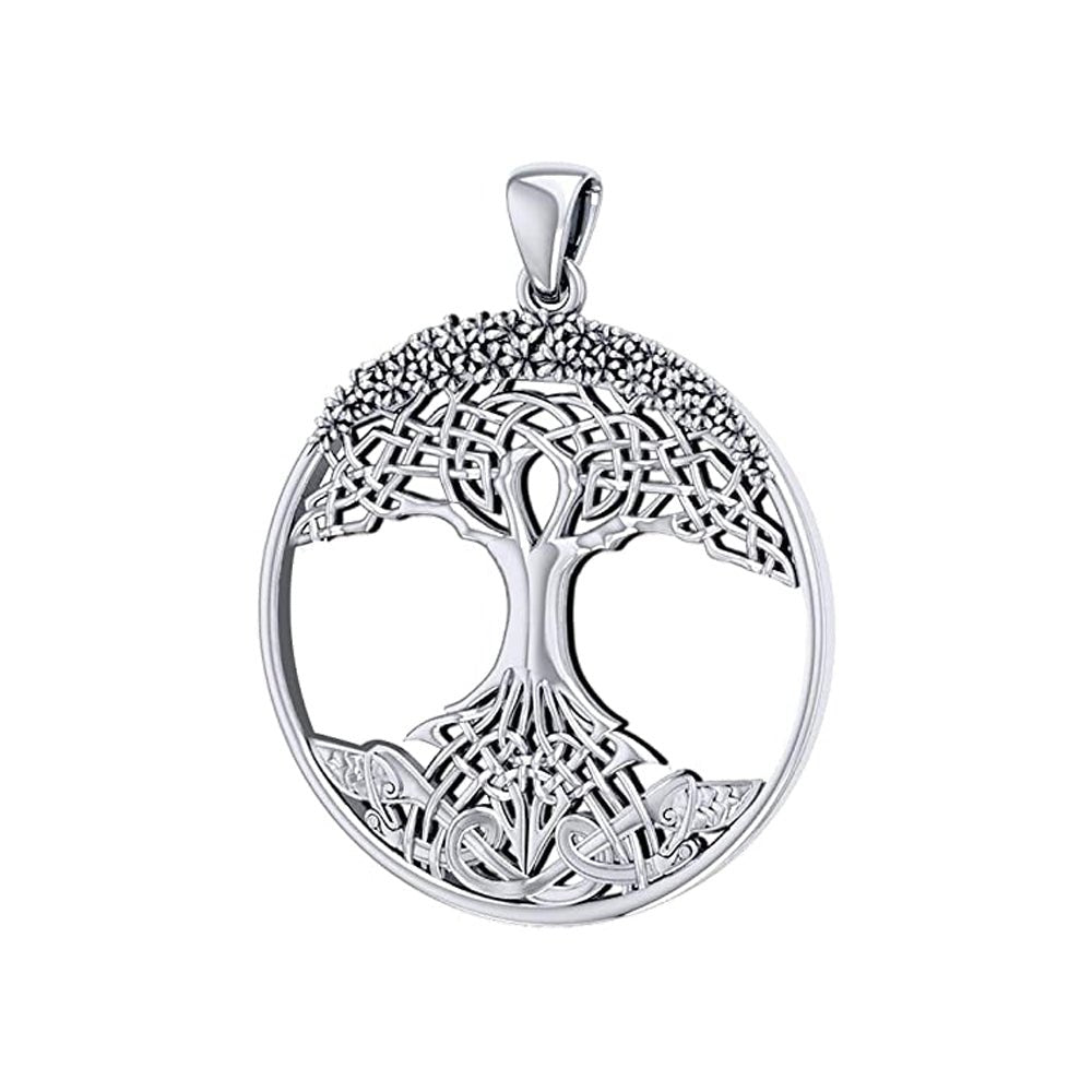 1 3/8in 925 Sterling Silver Modern Tree Of Life Pendant Necklace - US Jewels