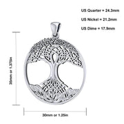 1 3/8in 925 Sterling Silver Modern Tree Of Life Pendant Necklace - US Jewels