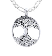 1 3/8in 925 Sterling Silver Modern Tree Of Life Pendant Necklace - US Jewels