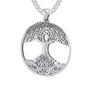 1 3/8in 925 Sterling Silver Modern Tree Of Life Pendant Necklace - US Jewels