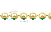 10k or 14k Gold Birthstone Irish Claddagh Link Bracelet - US Jewels