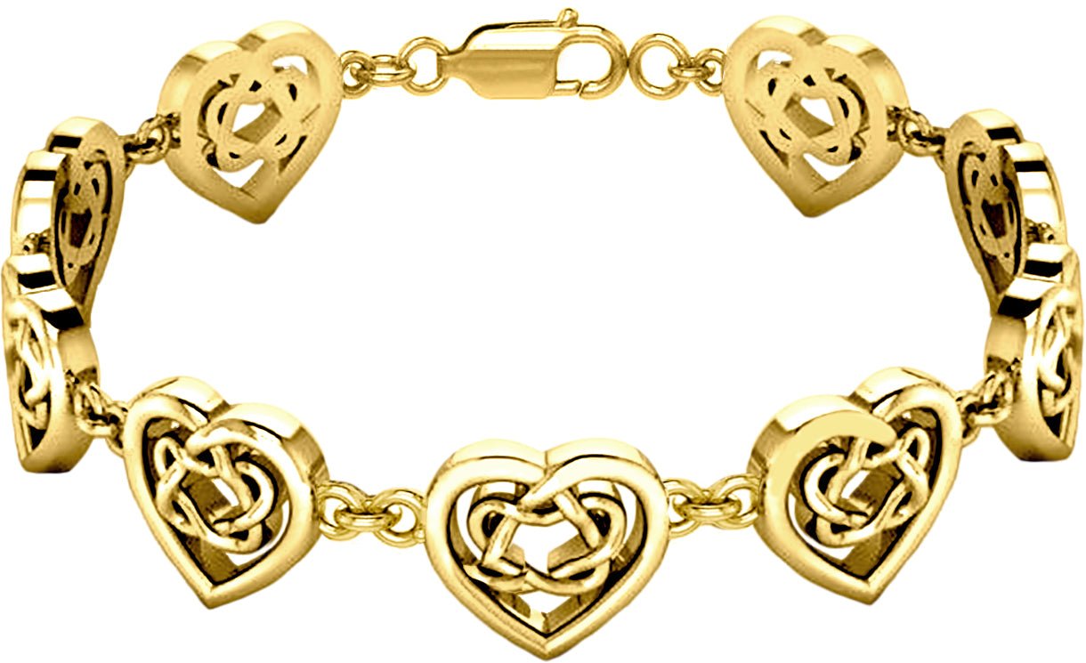 10K Yellow Gold Heart Charm Bracelet