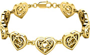 10k or 14k Gold Irish Celtic Heart Love Knot Link Bracelet - US Jewels