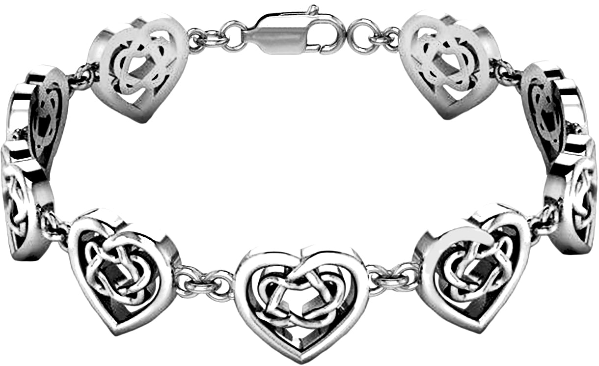 10k or 14k Gold Irish Celtic Heart Love Knot Link Bracelet - US Jewels