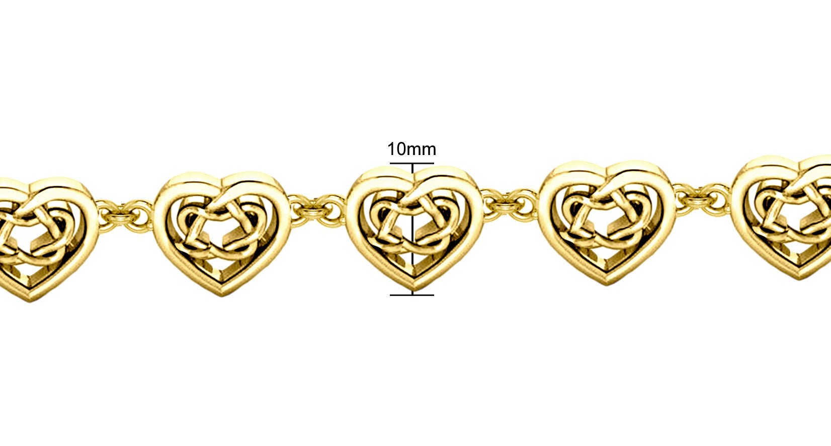 10k or 14k Gold Irish Celtic Heart Love Knot Link Bracelet - US Jewels