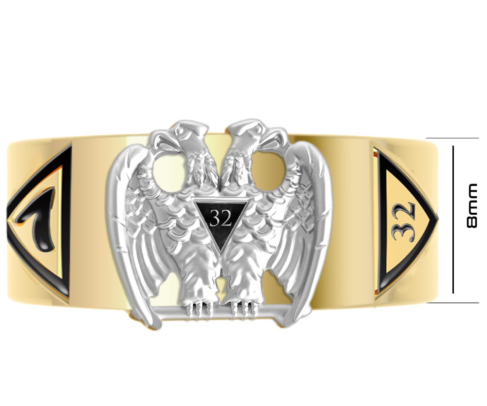 14k White or Yellow Gold Scottish Rite 32nd Degree Masonic Ring - US Jewels