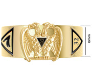 14k White or Yellow Gold Scottish Rite 32nd Degree Masonic Ring - US Jewels