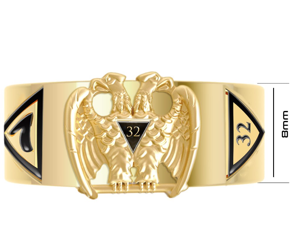 14k White or Yellow Gold Scottish Rite 32nd Degree Masonic Ring - US Jewels