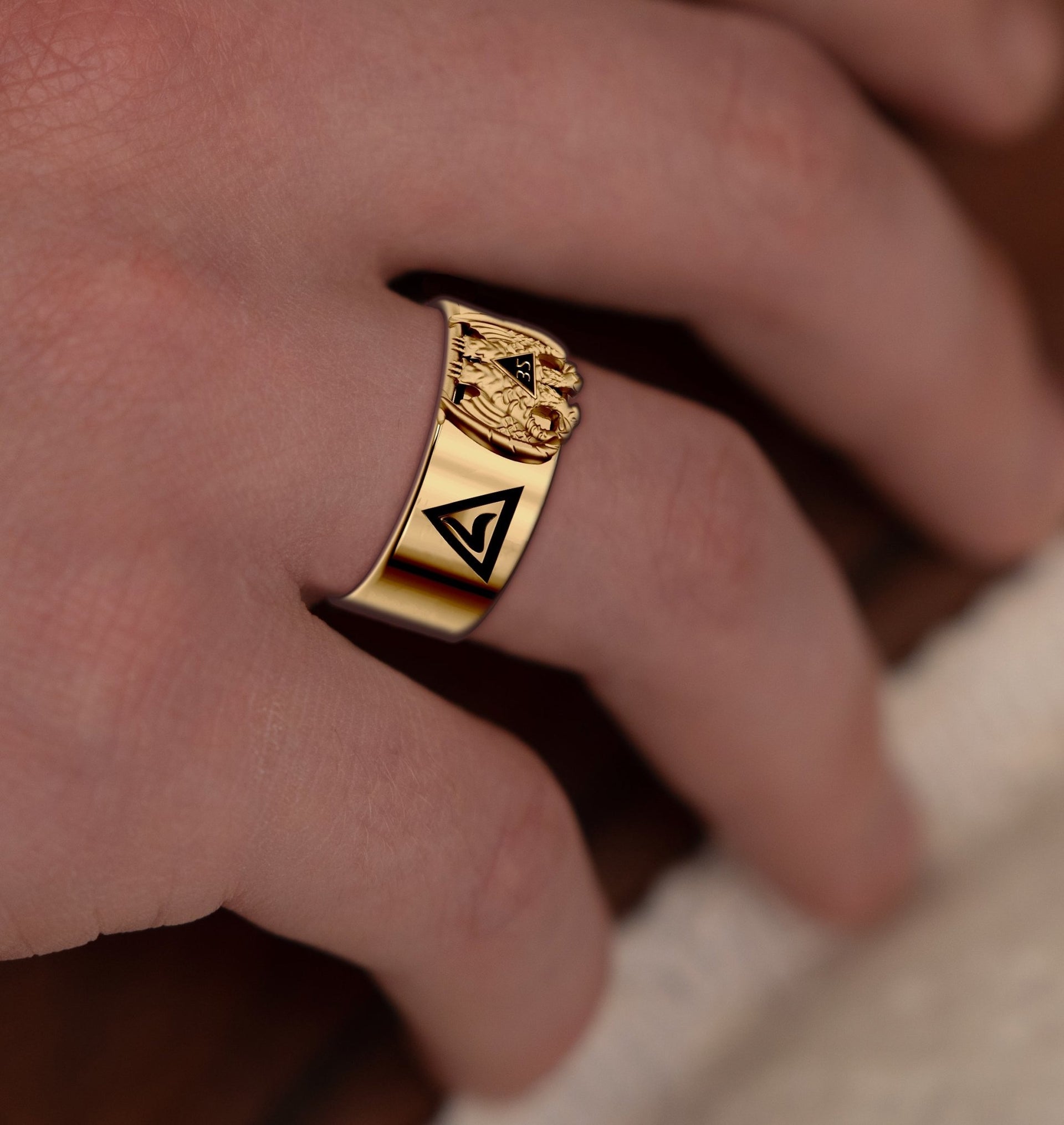 14k White or Yellow Gold Scottish Rite 32nd Degree Masonic Ring - US Jewels