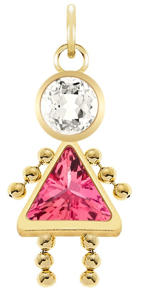 14k Yellow Gold Birthstone Boy or Girl Kids Child Pendant Charm Necklace - US Jewels
