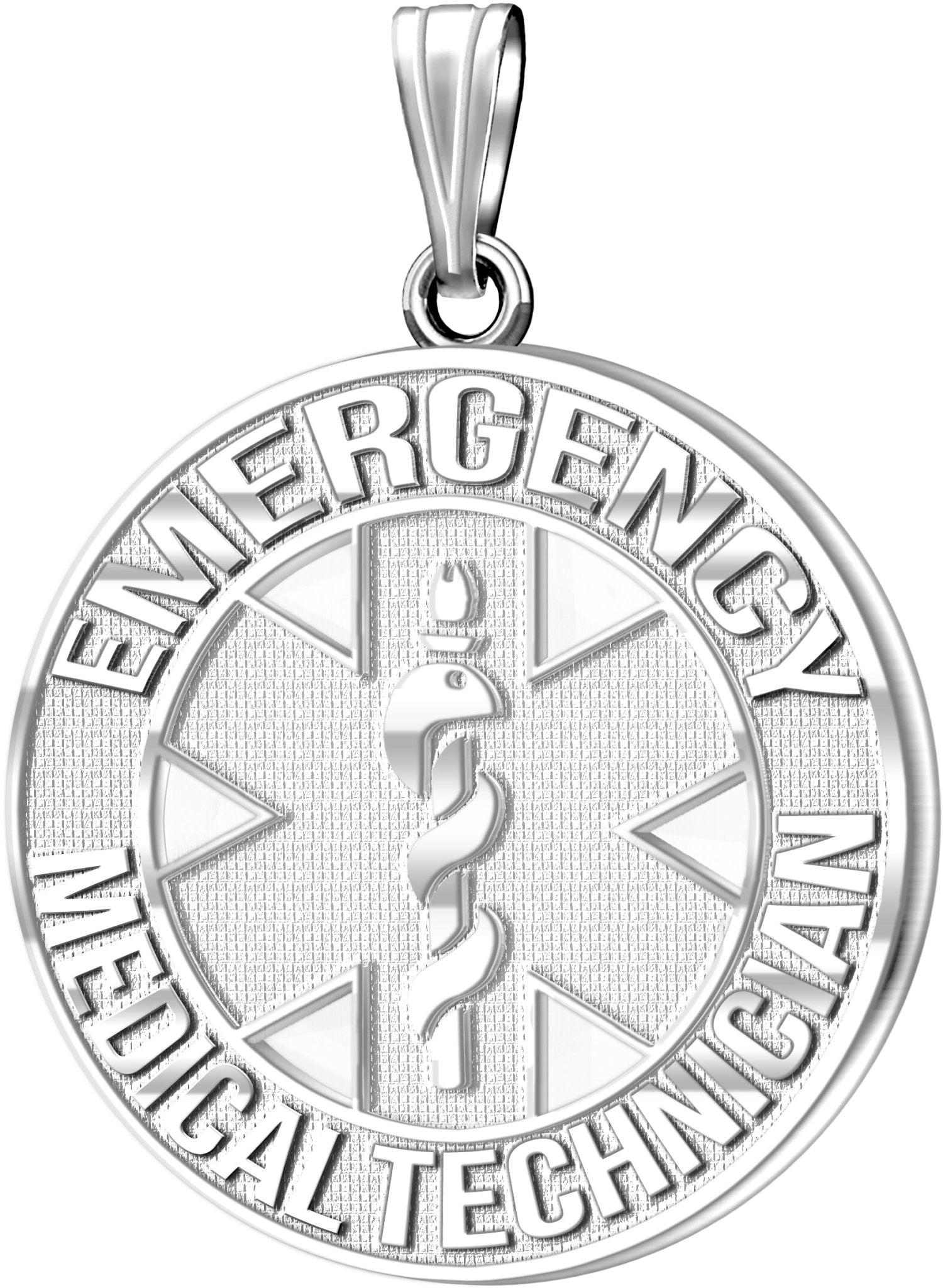 26mm 925 Sterling Silver EMT Medical Alert Medal Pendant Necklace, 3 Color Options - US Jewels