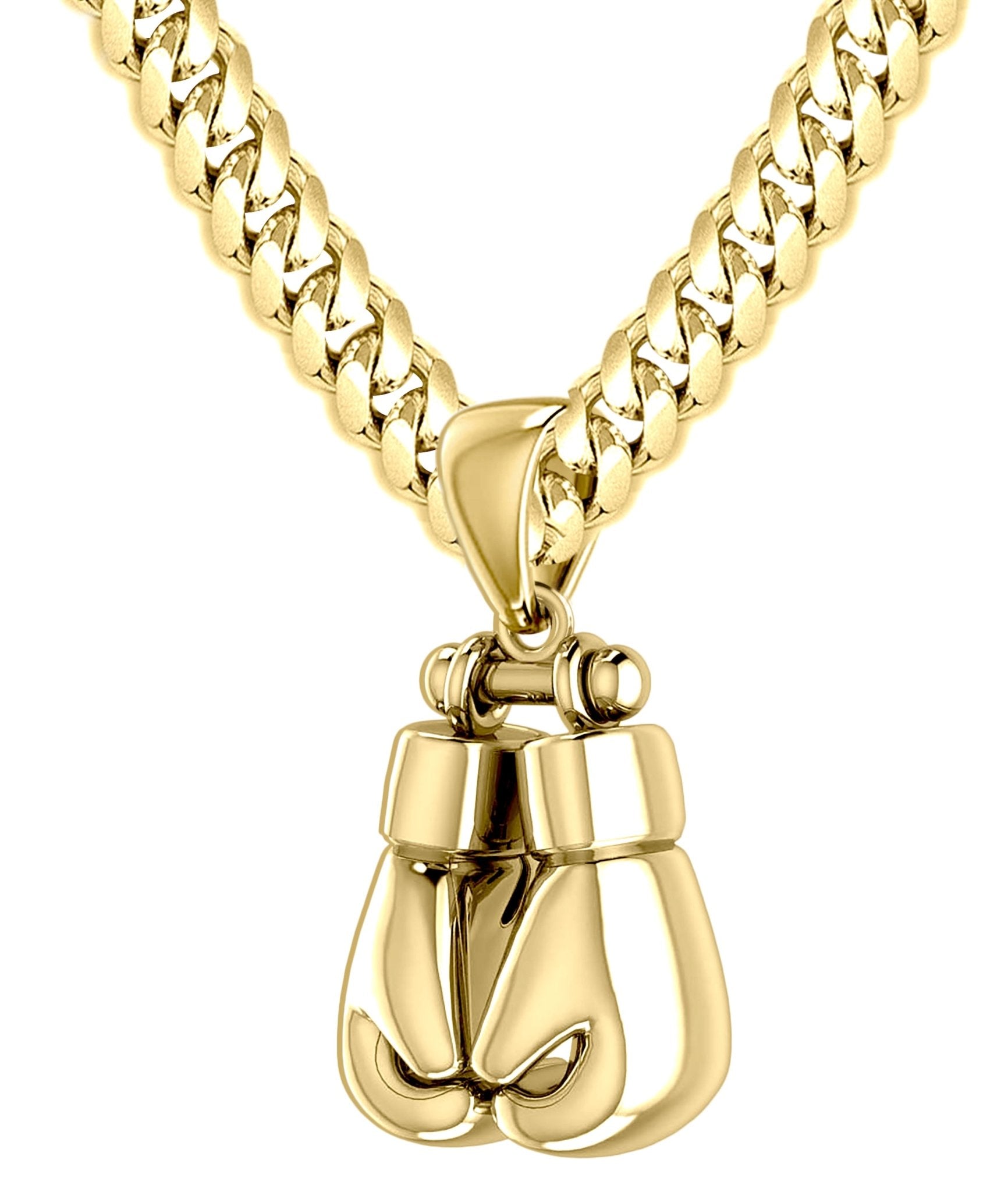 32mm 3D 14k Yellow Double Boxing Glove Pendant Necklace, 67g! - US Jewels