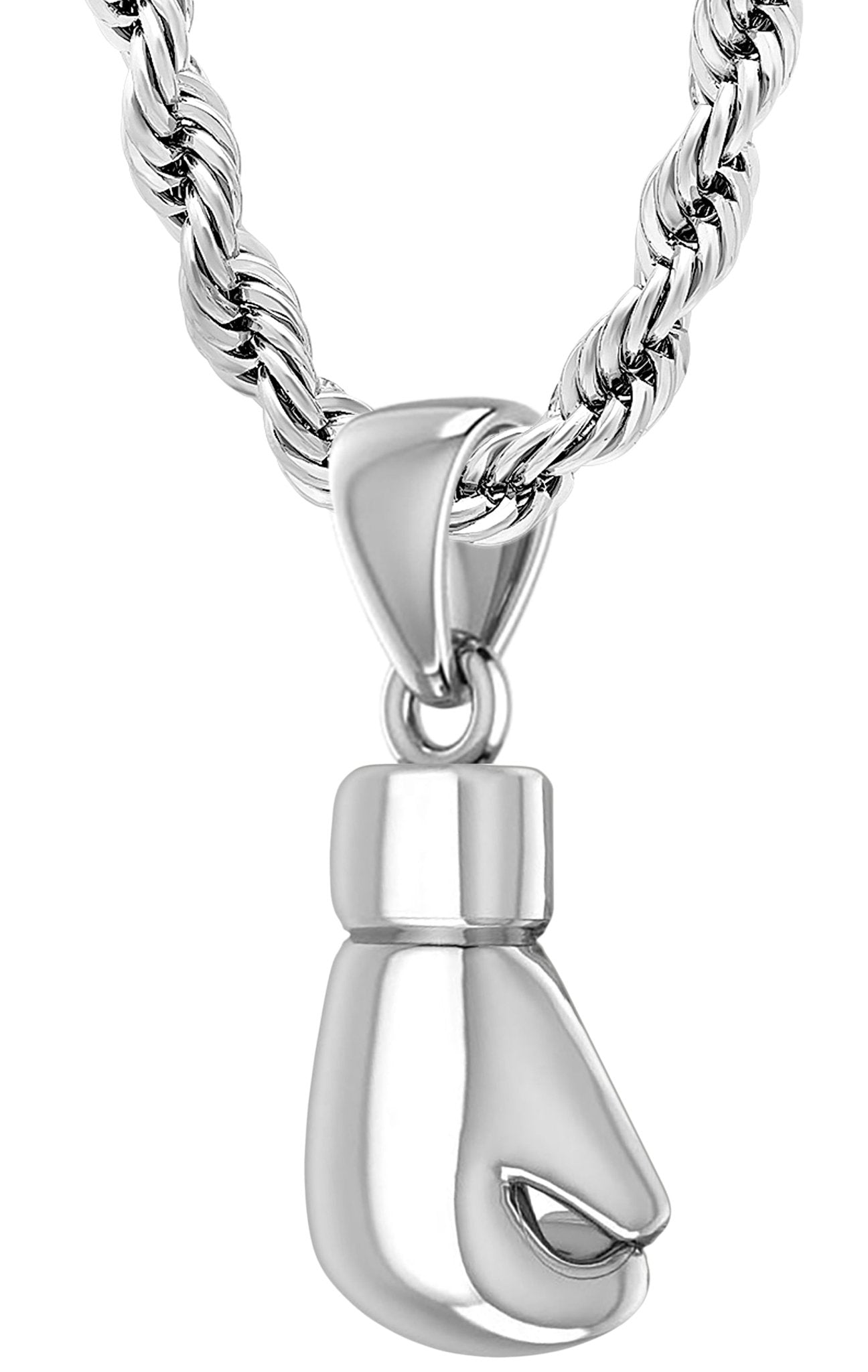 Sterling Silver 3D Boxing Glove Charm With 20 Inch Necklace – 925