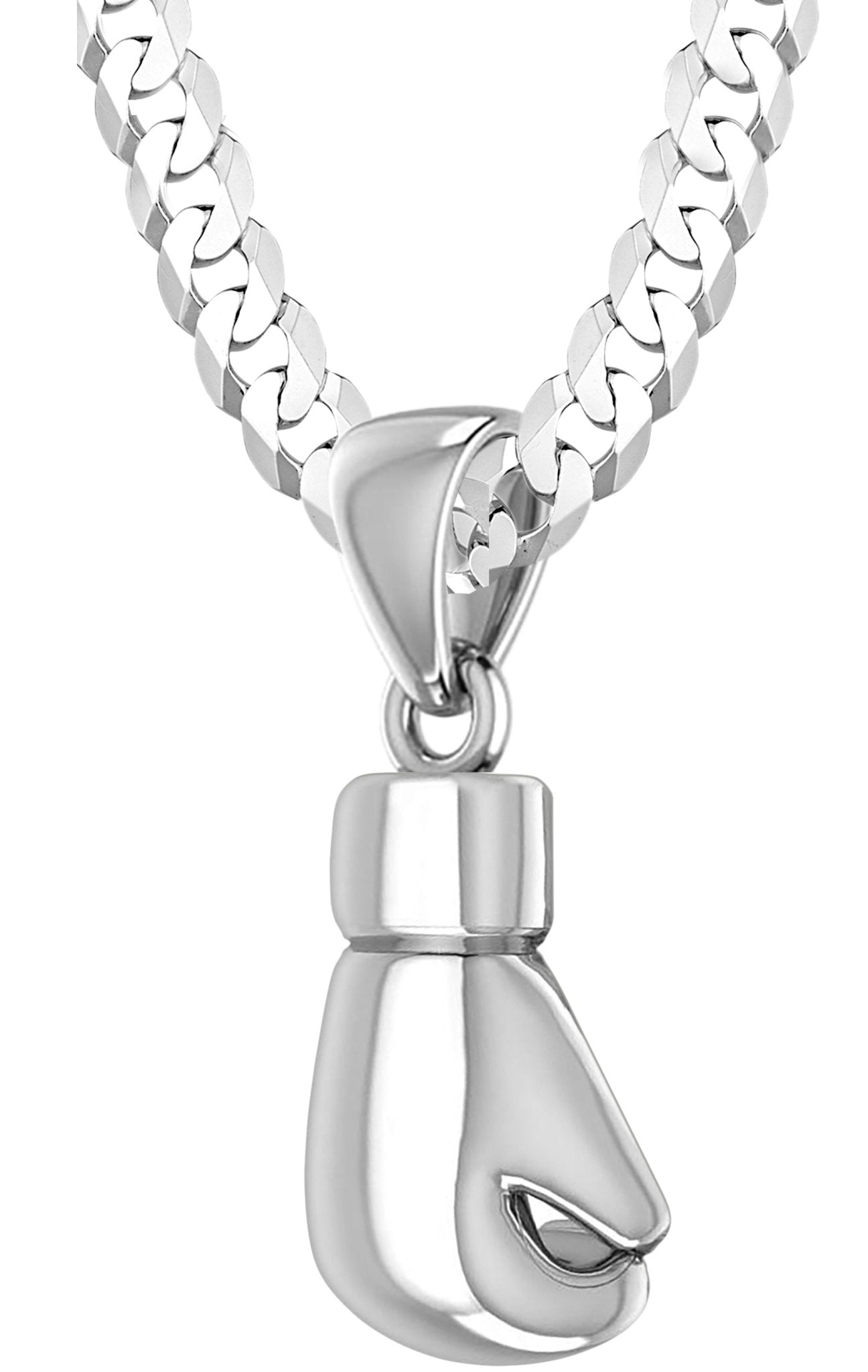 32mm 3D 925 Sterling Silver Boxing Glove Pendant Necklace, 22g - US Jewels