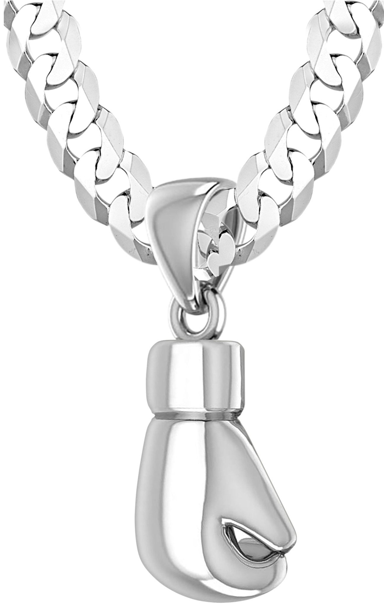 32mm 3D 925 Sterling Silver Boxing Glove Pendant Necklace, 22g - US Jewels