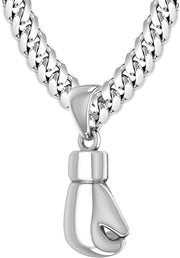 32mm 3D 925 Sterling Silver Boxing Glove Pendant Necklace, 22g - US Jewels
