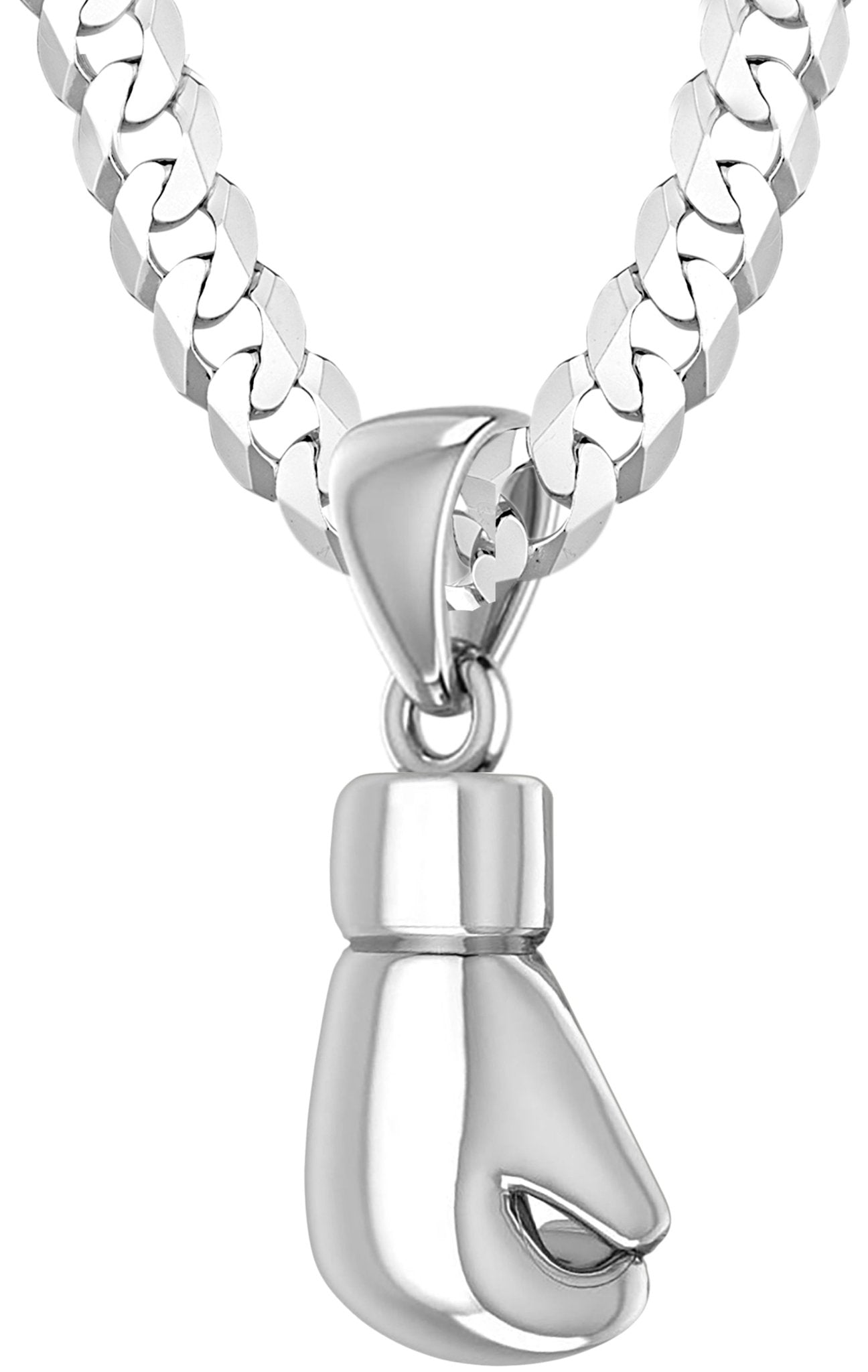 32mm 3D 925 Sterling Silver Boxing Glove Pendant Necklace, 22g - US Jewels
