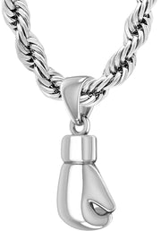 32mm 3D 925 Sterling Silver Boxing Glove Pendant Necklace, 22g - US Jewels