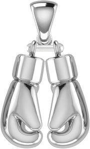 32mm 3D 925 Sterling Silver Double Boxing Glove Pendant Necklace, 54g - US Jewels