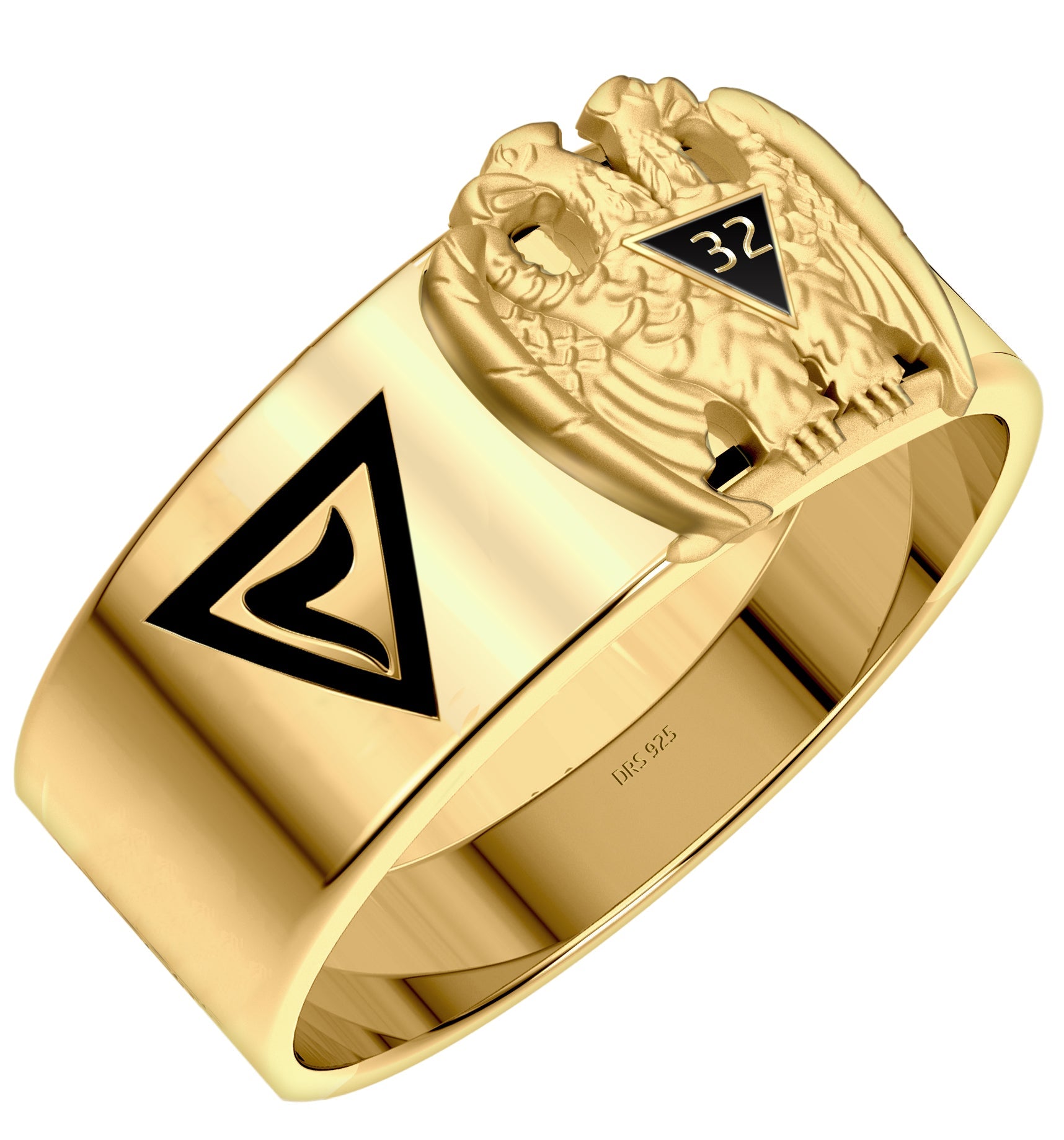 925 Sterling Silver & 14K Scottish Rite 32nd Degree Masonic Ring - US Jewels