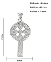 925 Sterling Silver 1.625in Irish Celtic Knot Cross Pendant Necklace, Polished Finish - US Jewels