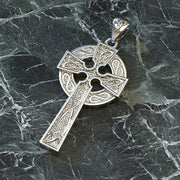 925 Sterling Silver 1.625in Irish Celtic Knot Cross Pendant Necklace, Polished Finish - US Jewels