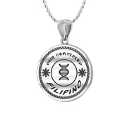 925 Sterling Silver 1in DNA Certified Filipino Heritage Pendant Medal with Flag Necklace - US Jewels