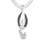 925 Sterling Silver Flying Phoenix Charm Pendant Necklace - US Jewels