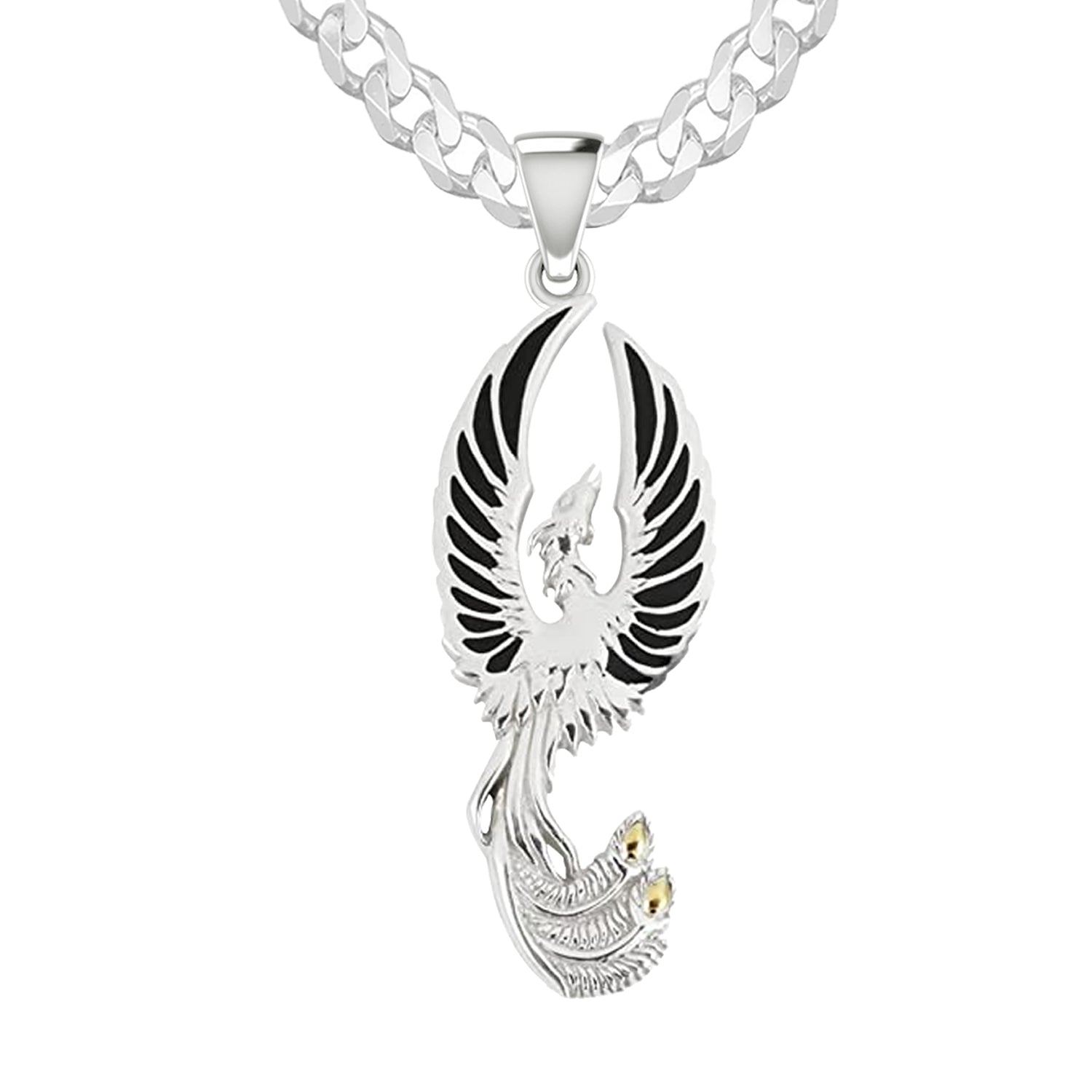 925 Sterling Silver Flying Phoenix Charm Pendant Necklace - US Jewels