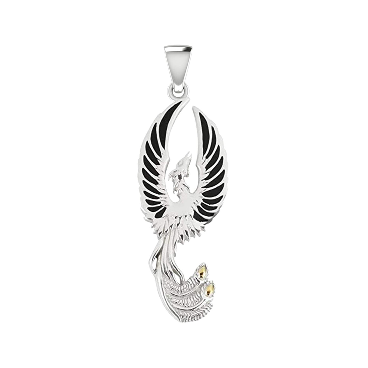 925 Sterling Silver Flying Phoenix Charm Pendant Necklace - US Jewels