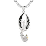 925 Sterling Silver Flying Phoenix Charm Pendant Necklace - US Jewels